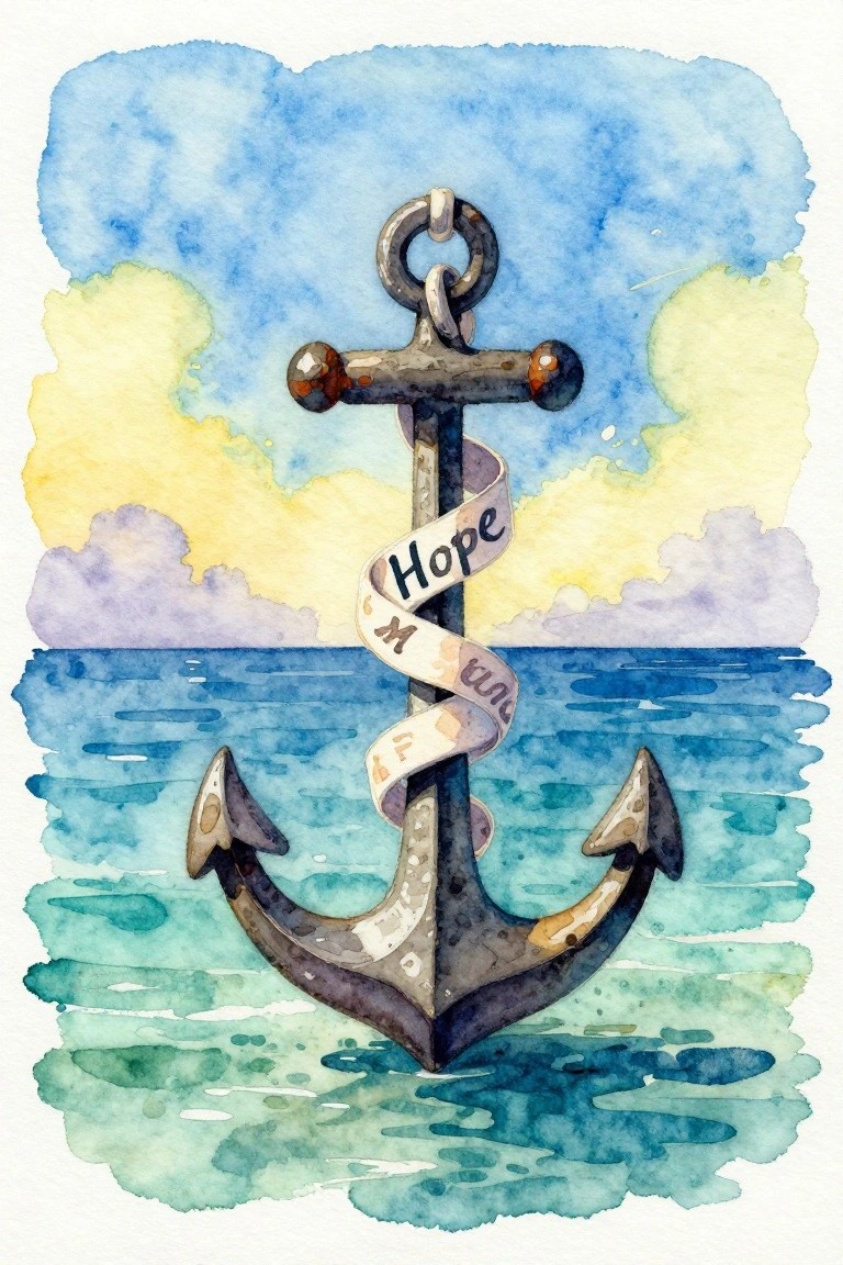 Watercolor anchor with
