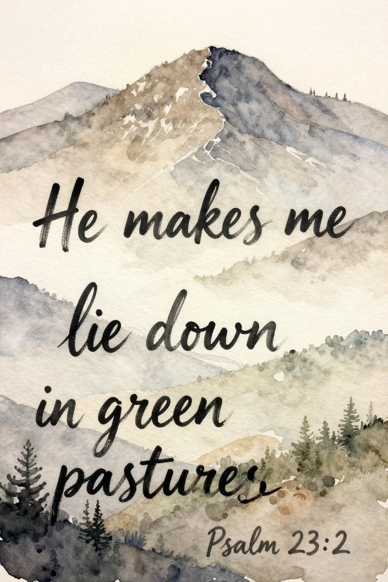 Watercolor mountain landscape with