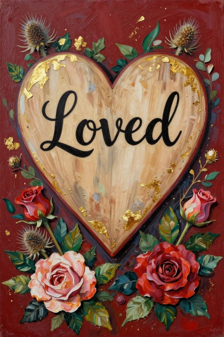 Rustic wooden heart inscribed 