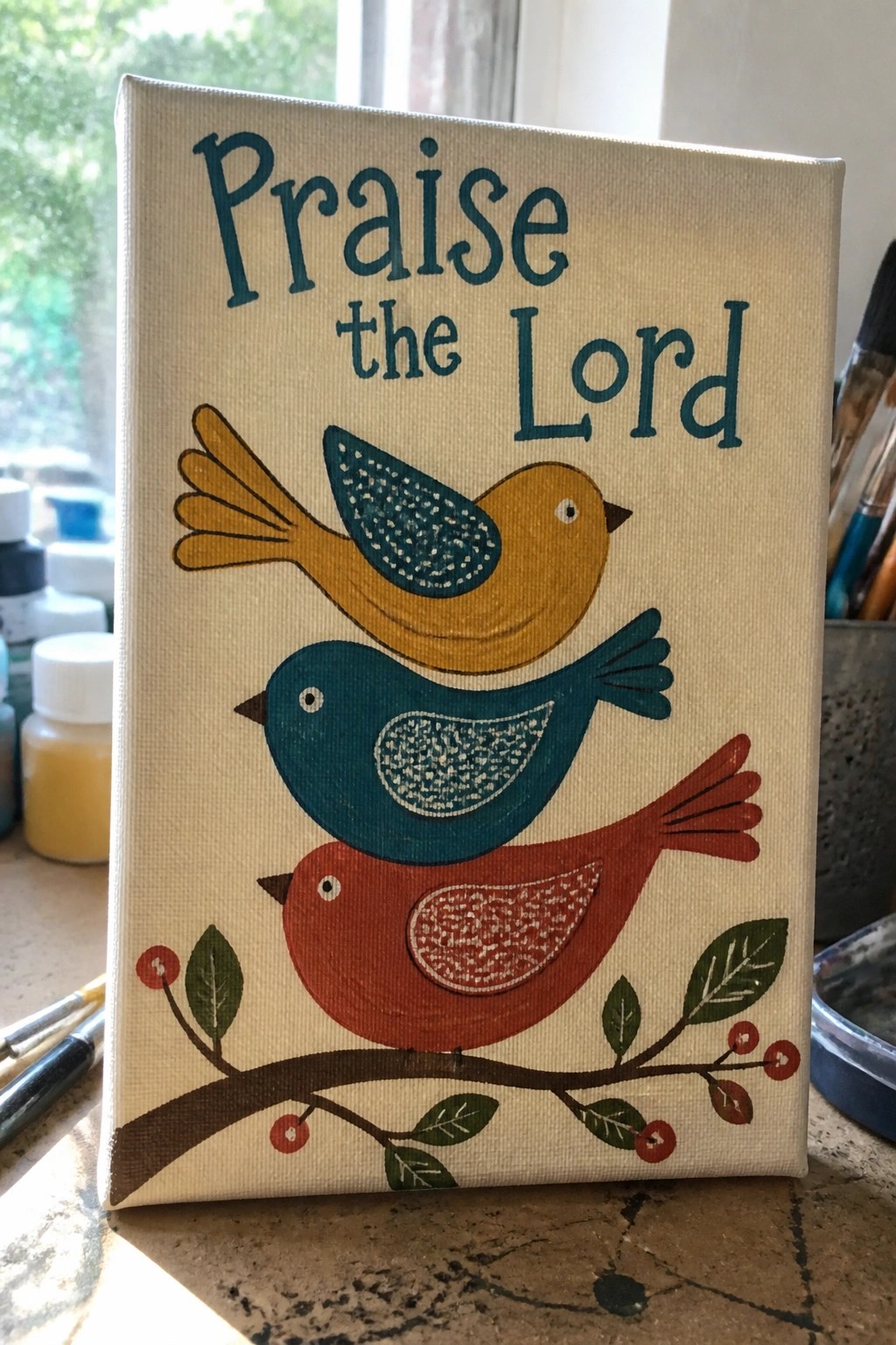 Hand-painted canvas with 