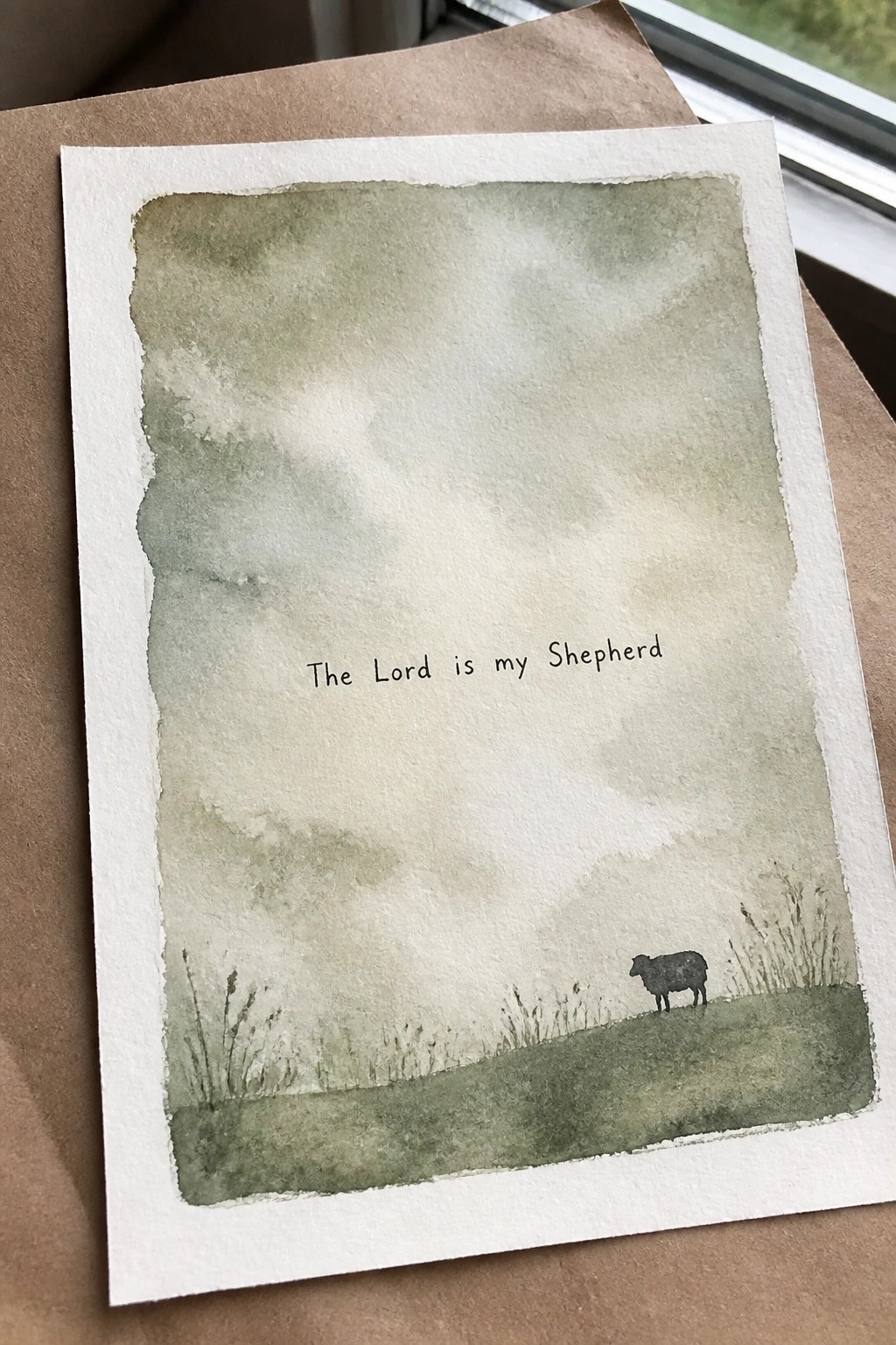 Green watercolor scene with