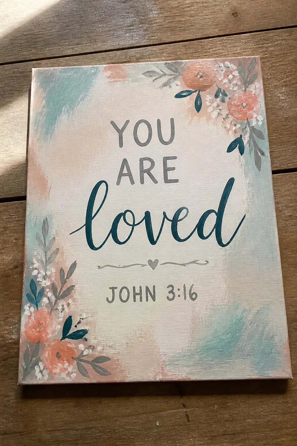 Pastel floral canvas sign with 