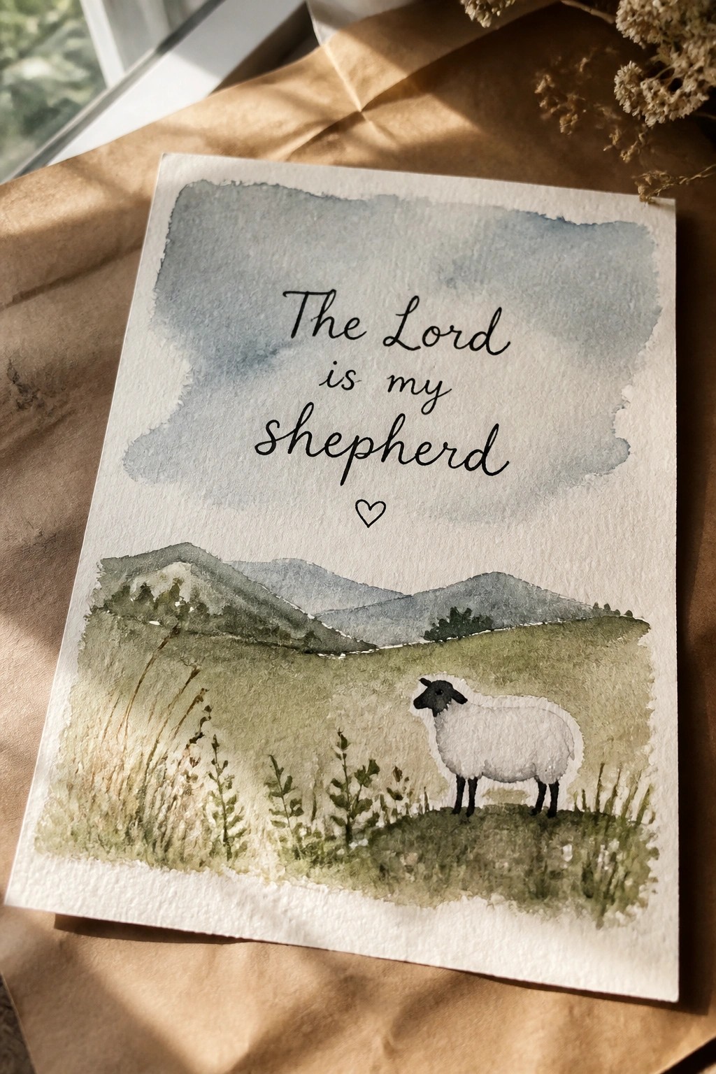 Watercolor card with quote 