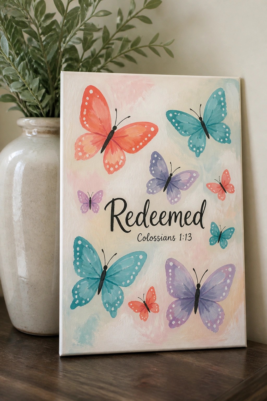 Colorful butterfly painting on canvas with 