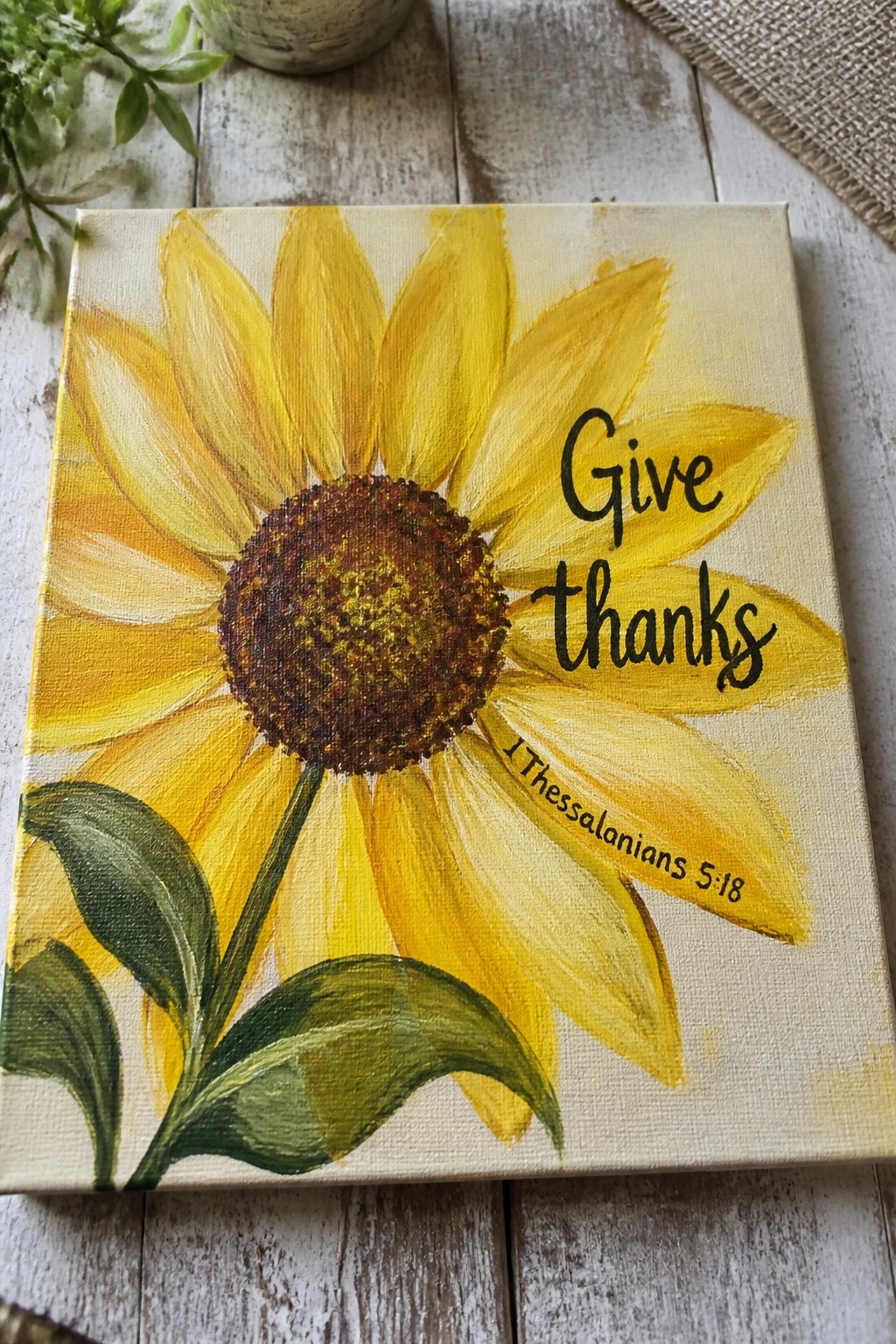 Yellow sunflower painting on canvas with 