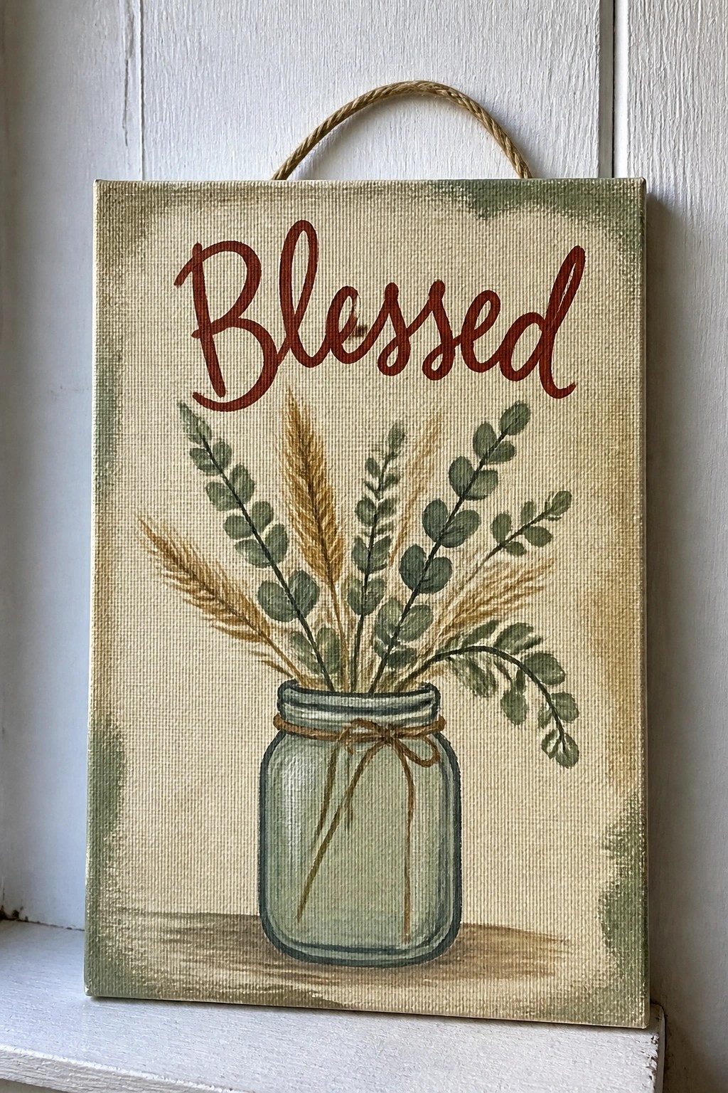 Rustic canvas sign with 