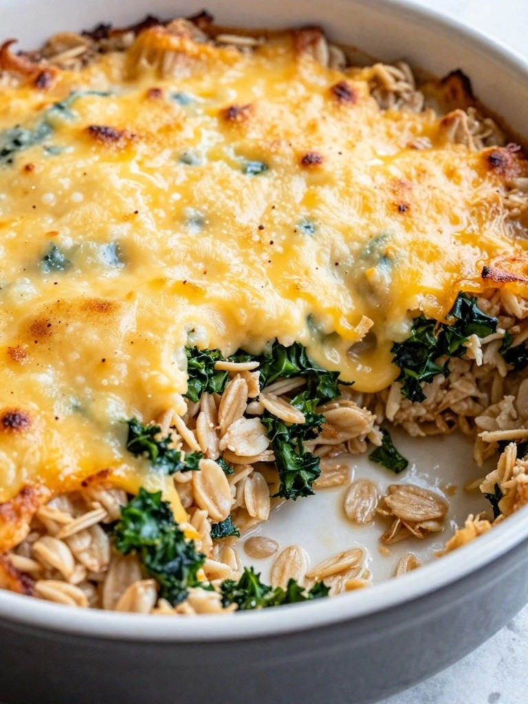 Baked Gruyere Kale Oat Casserole