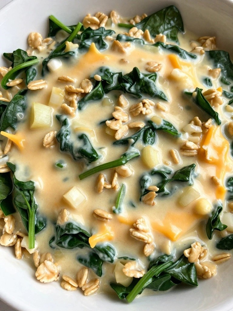 Creamy Spinach and Cheddar Savory Oats