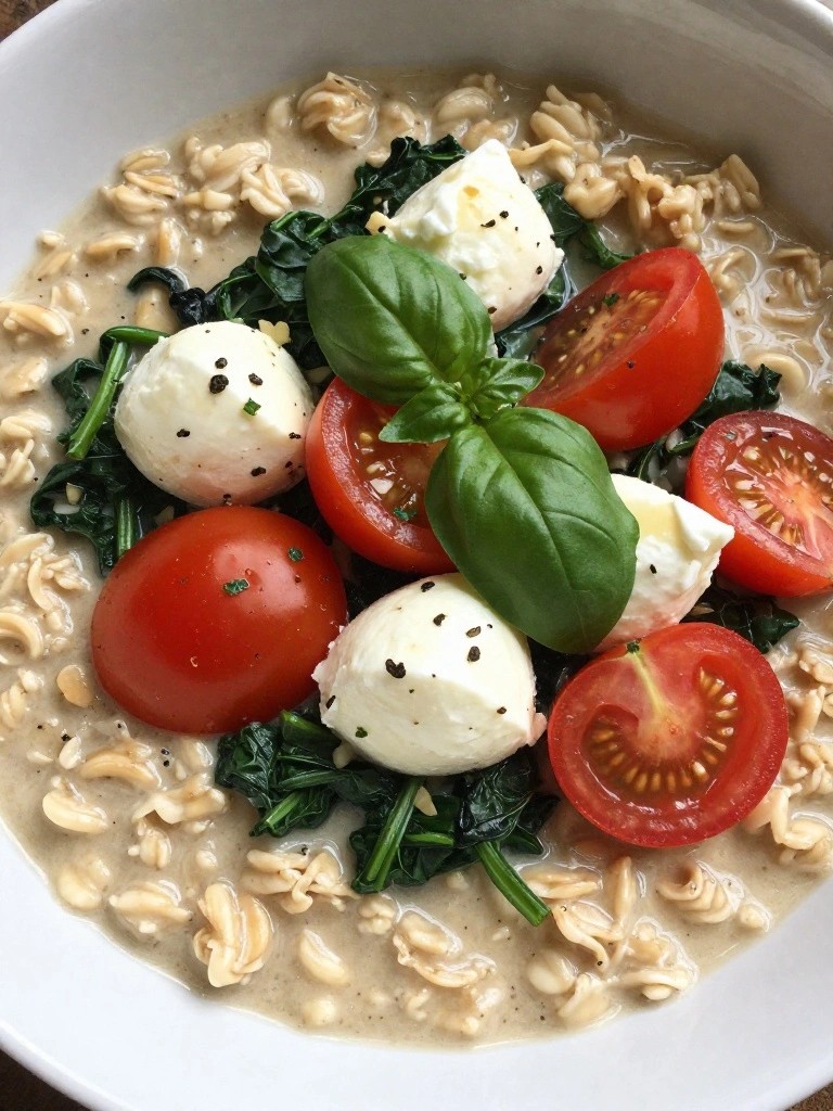 Mozzarella Tomato Basil Greens Oat Bowl