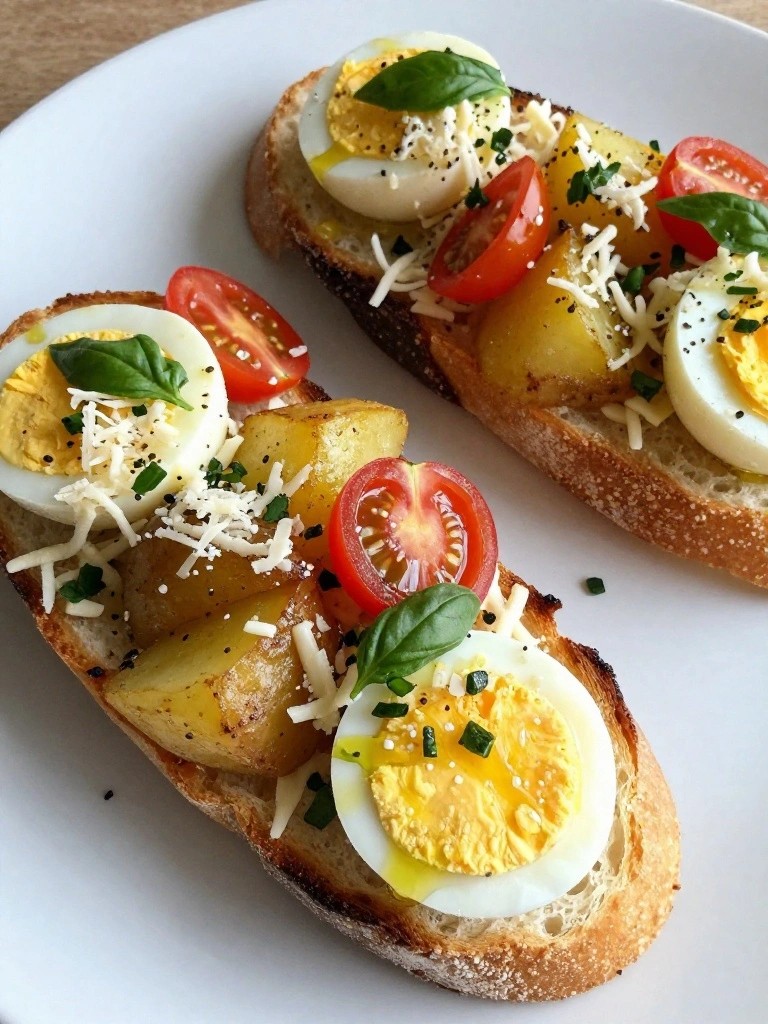 Italian-Style Air Fryer Potato Egg Bite Breakfast Bruschetta