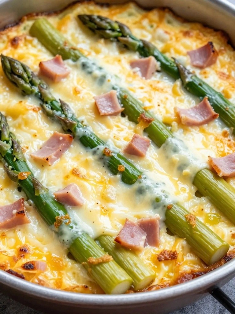 Ham Asparagus and Gruyere Sheet-Pan Egg Bake