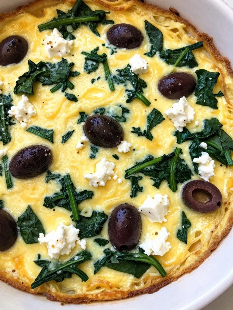 Spinach Feta and Kalamata Olive Sheet-Pan Egg Bake