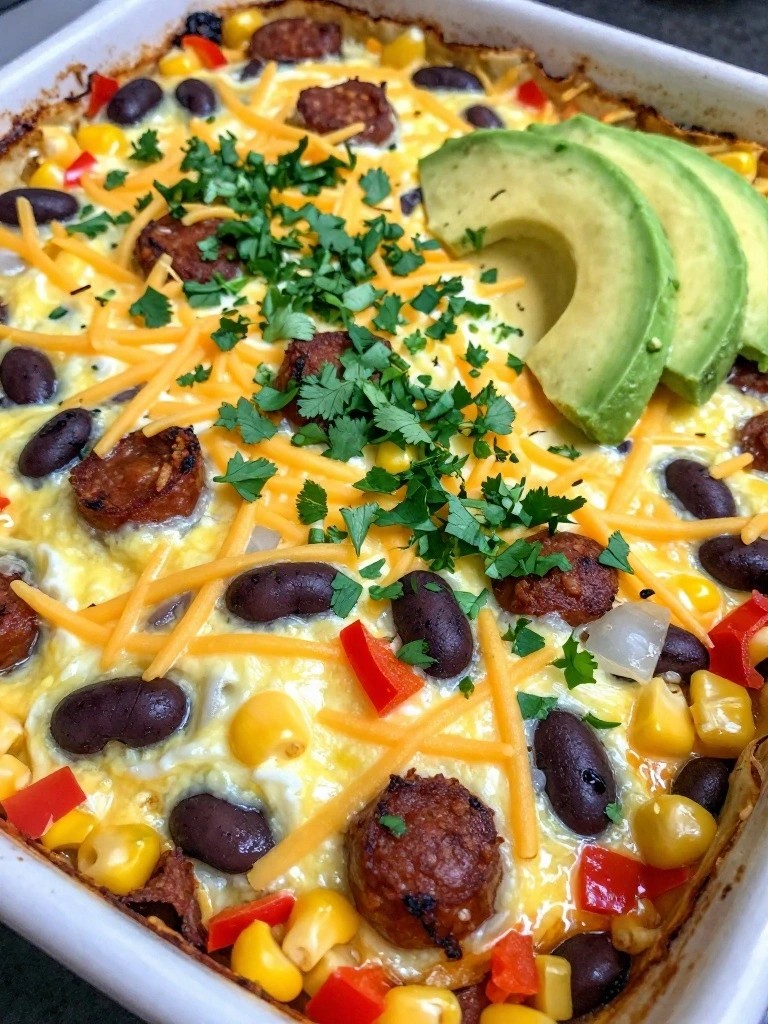 Tex-Mex Chorizo Black Bean and Corn Sheet-Pan Egg Bake