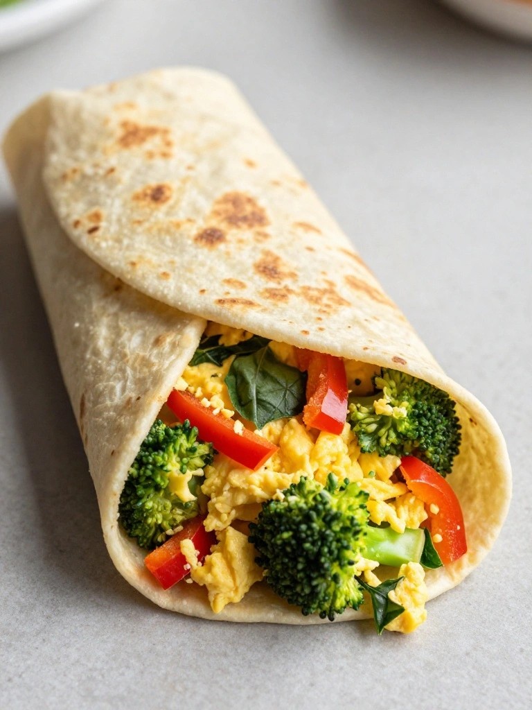 Thai Basil Broccoli and Bell Pepper Egg Wrap