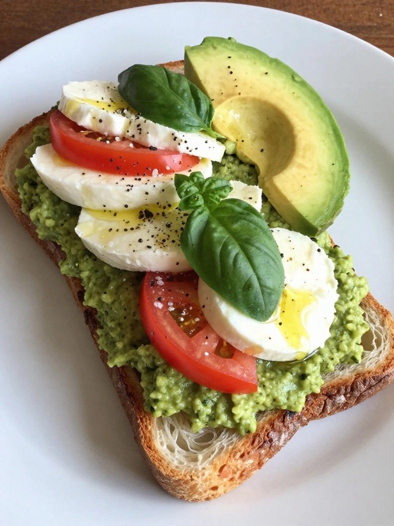 Caprese Pesto and Fresh Mozzarella Loaded Avocado Toast