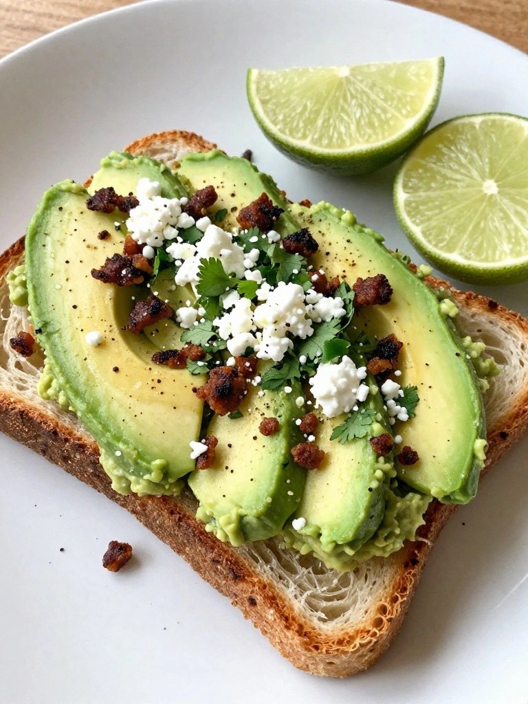 Crispy Chorizo and Cotija Loaded Avocado Toast