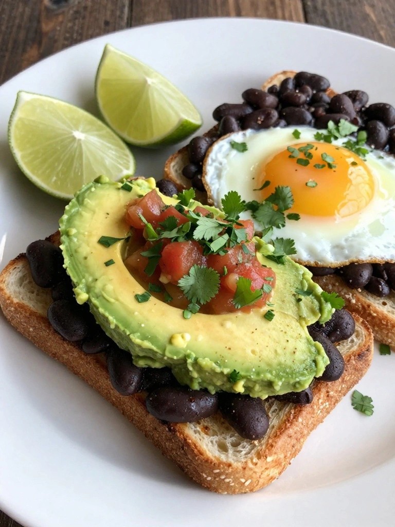 Huevos Rancheros Black Bean Loaded Avocado Toast