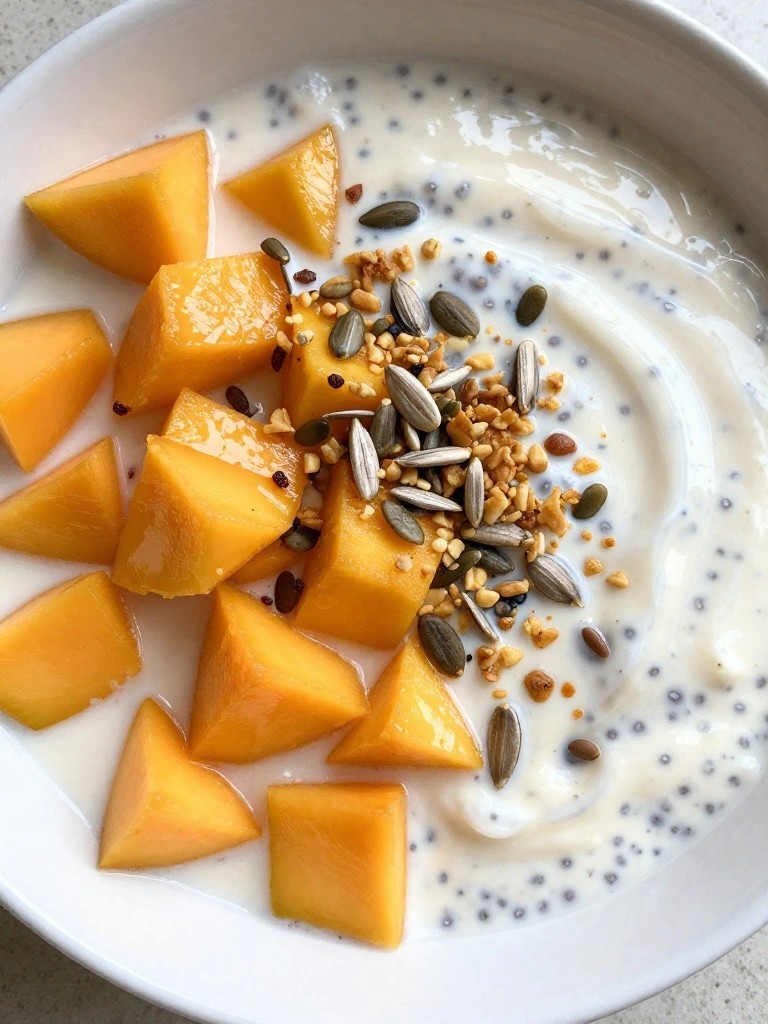 Mango Coconut Chia Pudding with Toasted Seeds