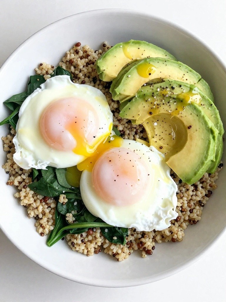 Savory Quinoa Breakfast Bowl with Poached Eggs and Avocado