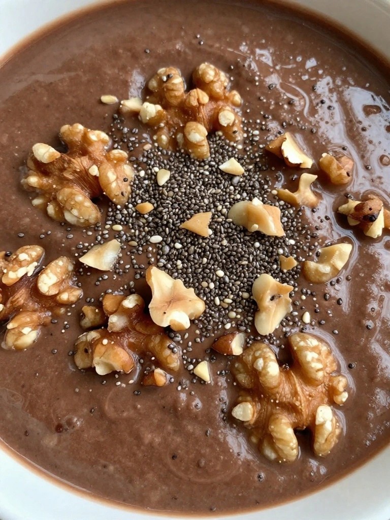 Cocoa Chia Pudding with Hemp Seeds and Walnuts