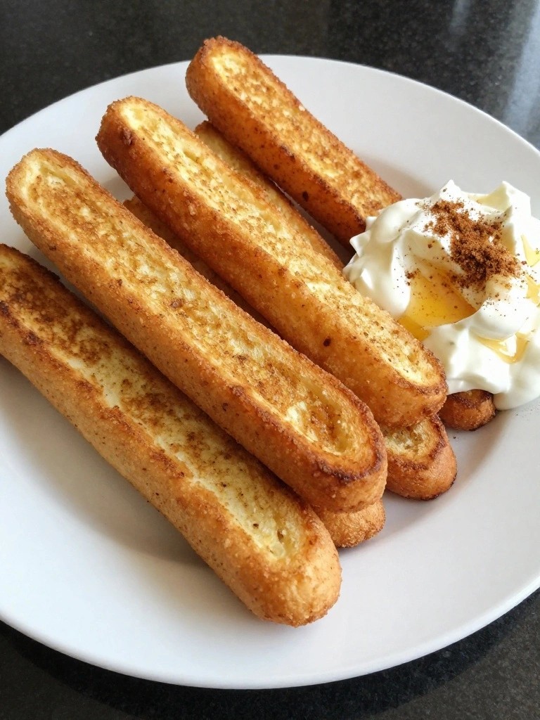 Mini Whole Wheat French Toast Sticks with Greek Yogurt Dip