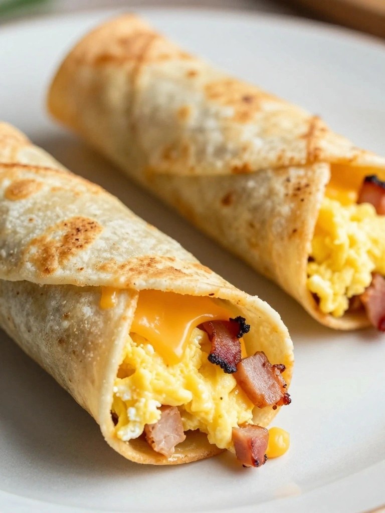 Turkey Bacon and Cheddar Mini Breakfast Taquitos