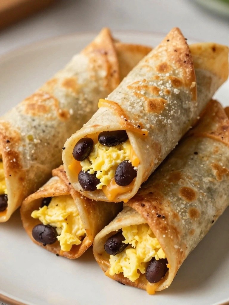 Black Bean Egg and Cheese Breakfast Taquitos
