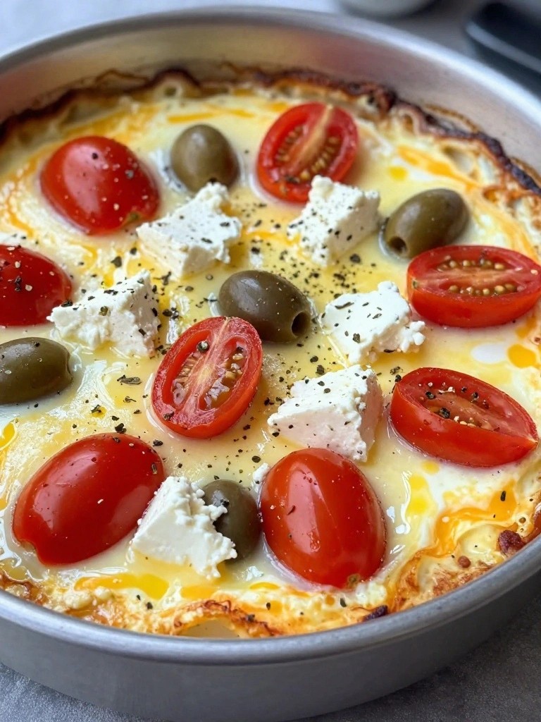 Greek Feta Olive and Tomato Egg Bake