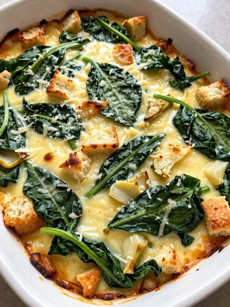 Spinach Artichoke Parmesan Breakfast Casserole