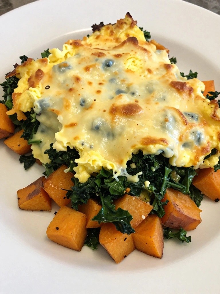 Sweet Potato Gouda and Kale Egg Casserole