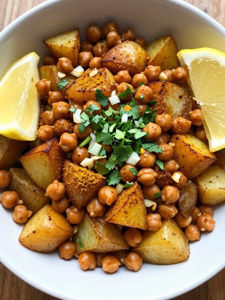 Indian-Spiced Potato and Chickpea Breakfast Bowls
