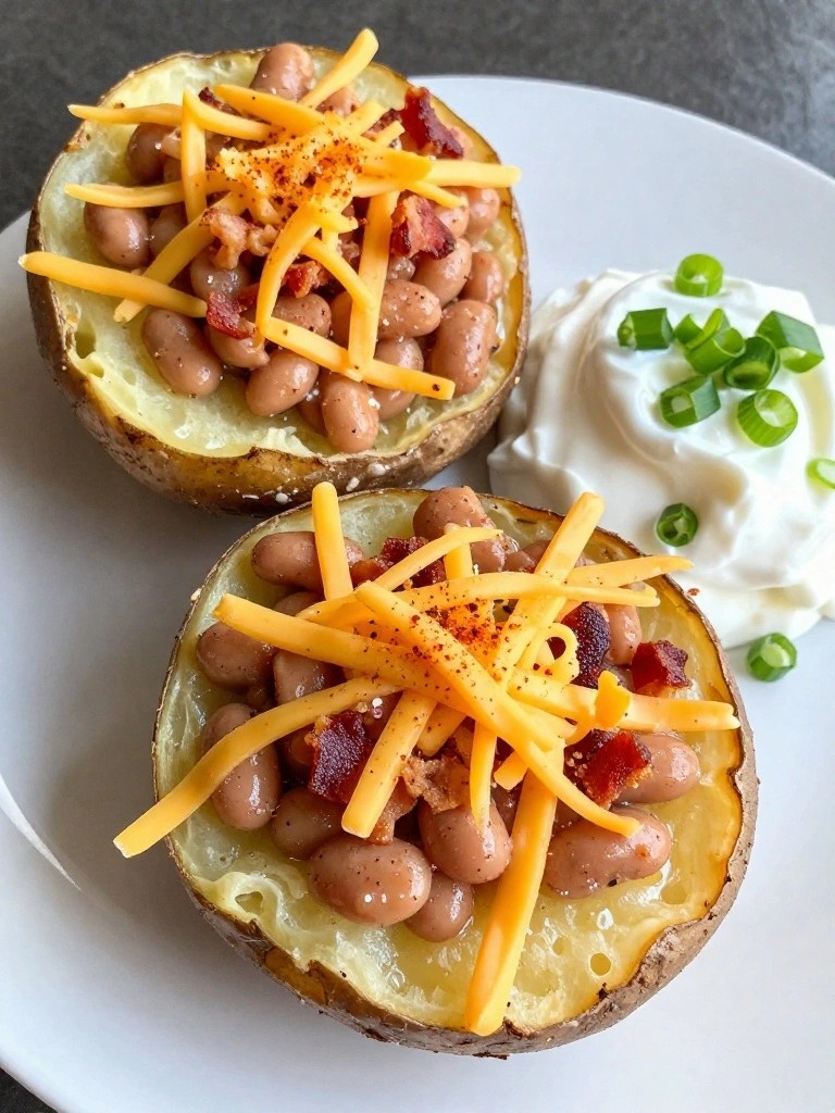 Loaded Baked Potato and Pinto Bean Breakfast Boats