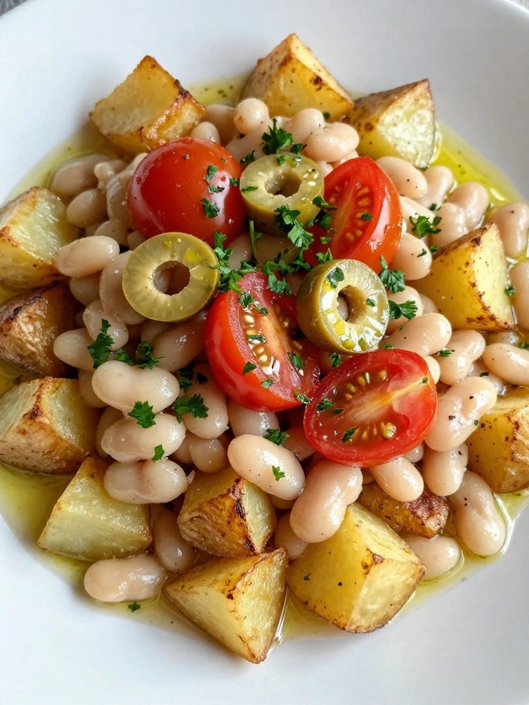 Mediterranean Roasted Potato and White Bean Breakfast Plate