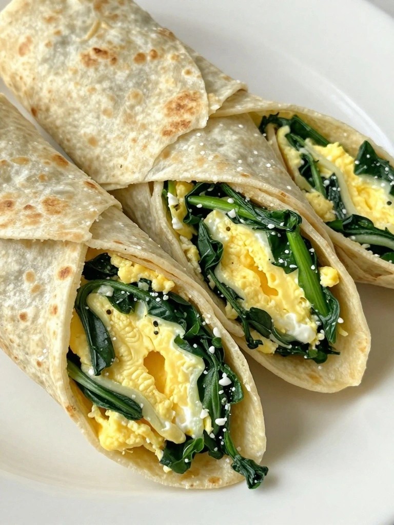 Soft Scrambled Egg and Spinach Wrap Fingers