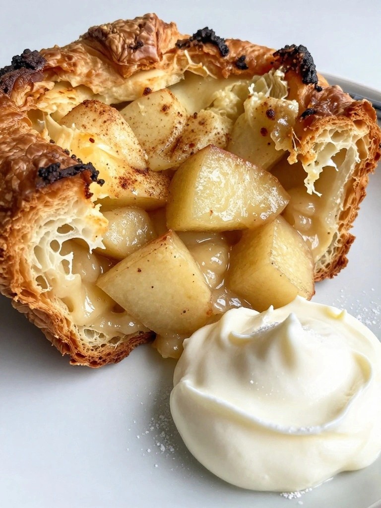 Apple Cinnamon Croissant Pudding with Mascarpone Cream