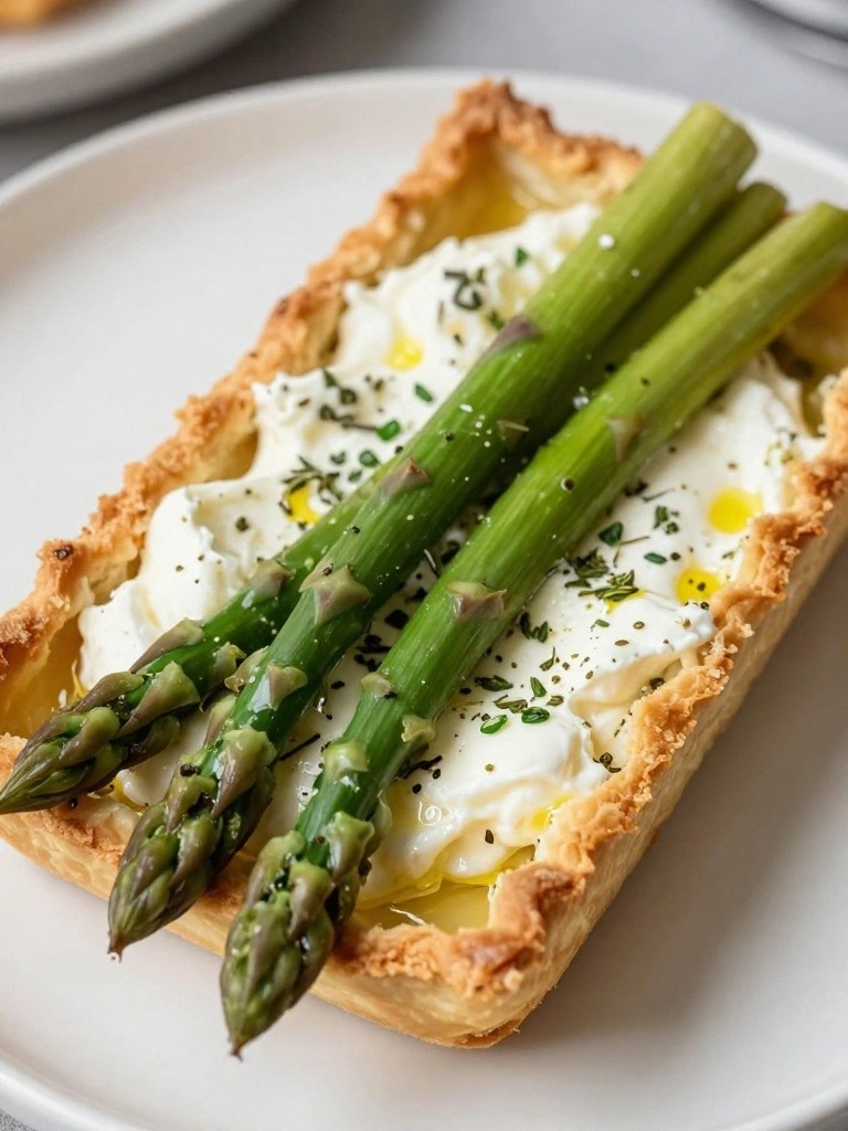Herbed Goat Cheese and Asparagus Tart with Olive Oil Crust