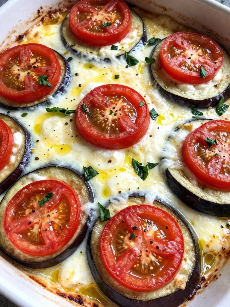 Eggplant Tomato and Mozzarella Bake
