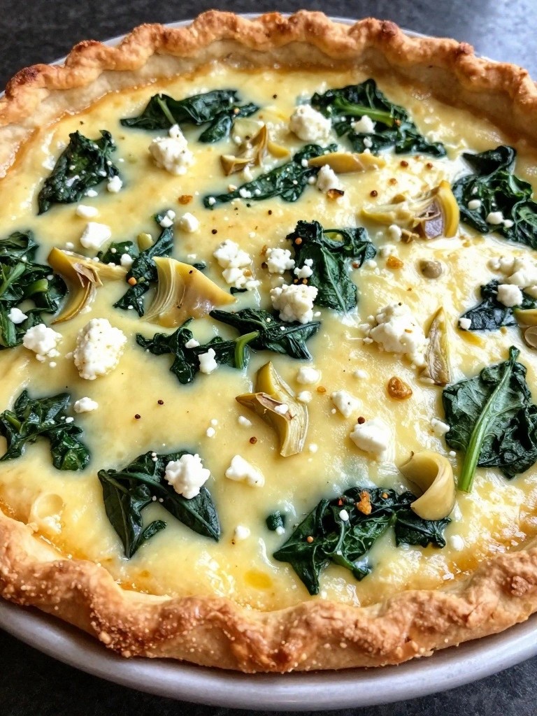 Spinach Artichoke and Feta Quiche