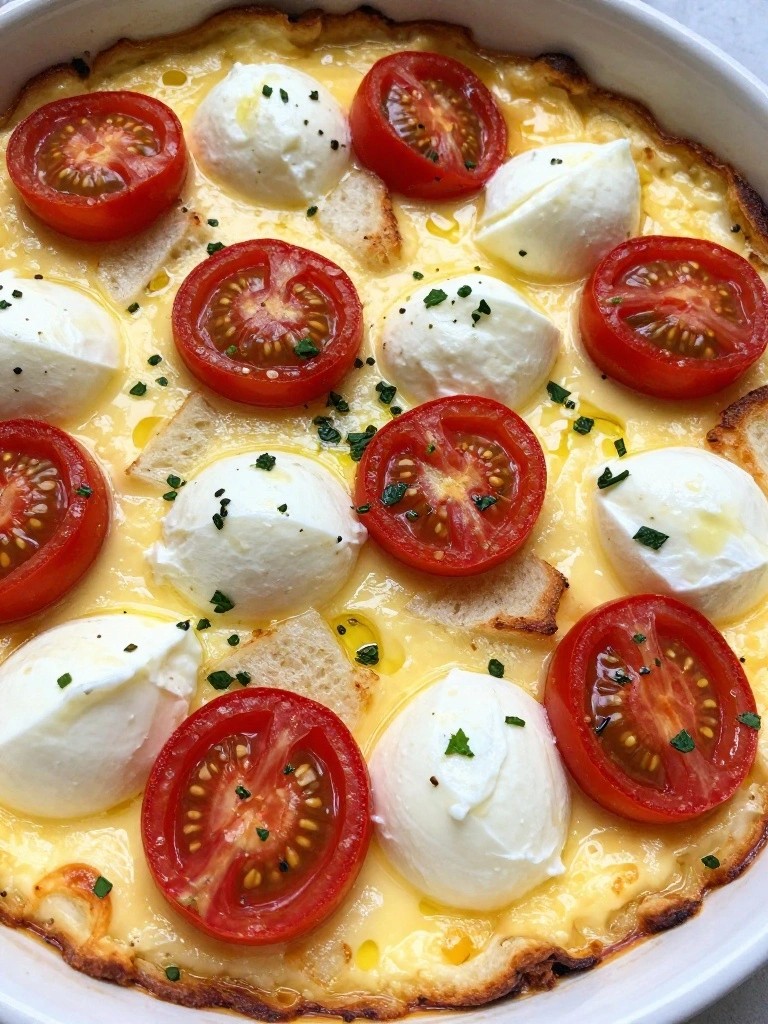 Caprese Tomato Basil and Mozzarella Breakfast Casserole