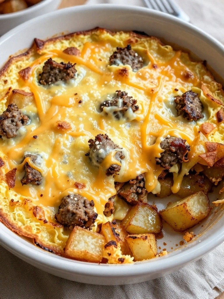 Cheesy Sausage and Hash Brown Breakfast Casserole