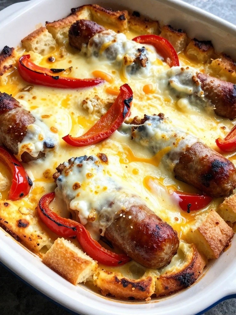 Italian Sausage Roasted Pepper and Mozzarella Casserole