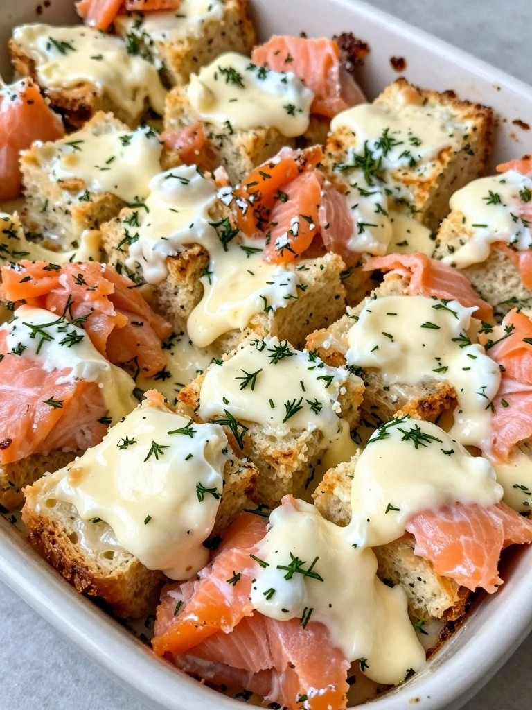 Smoked Salmon Dill and Cream Cheese Breakfast Bake
