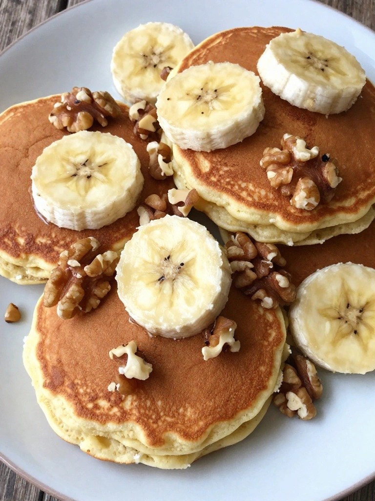 Banana Walnut Cottage Cheese Pancakes