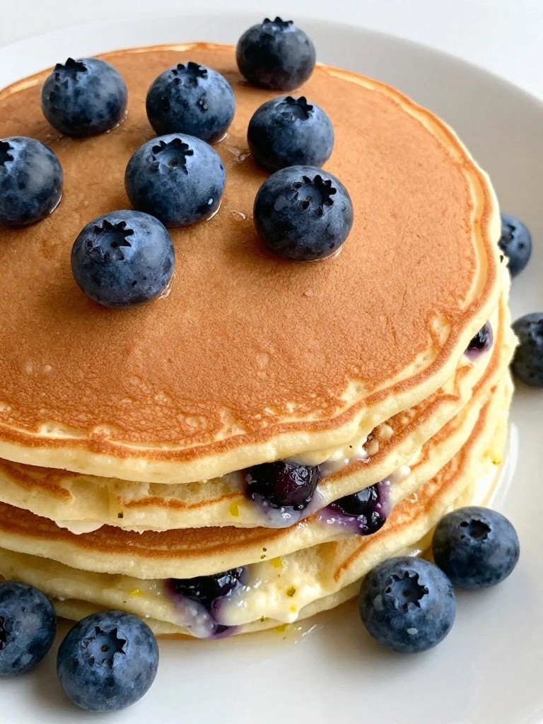 Blueberry Lemon Cottage Cheese Pancakes