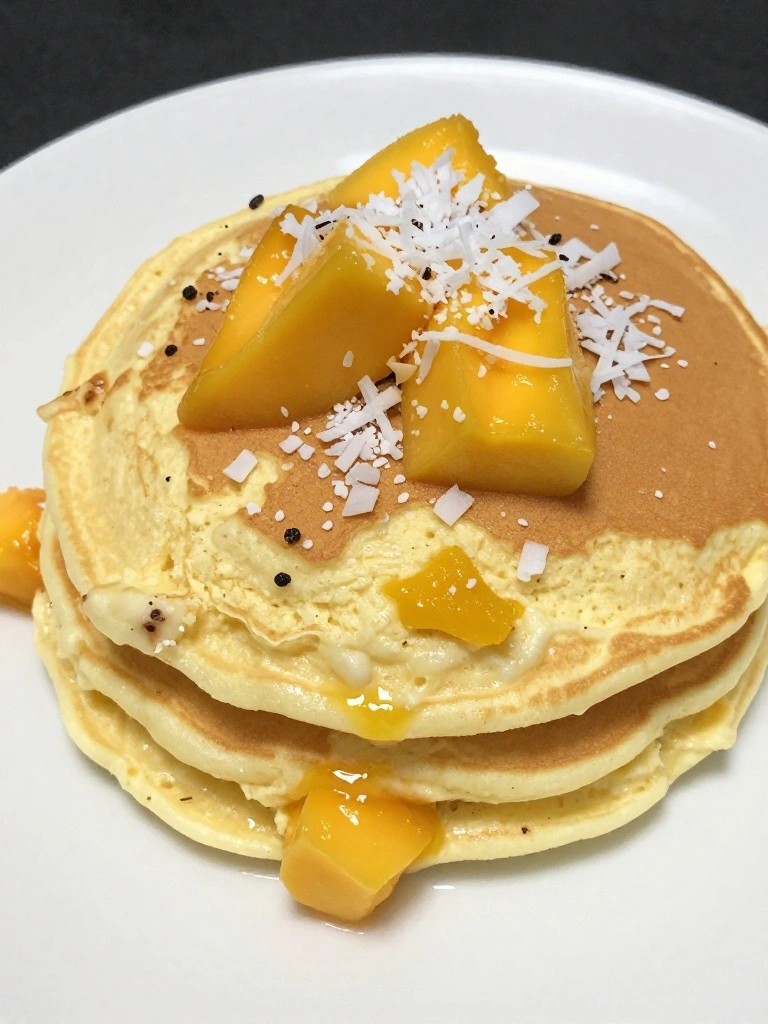 Coconut Mango Cottage Cheese Pancakes