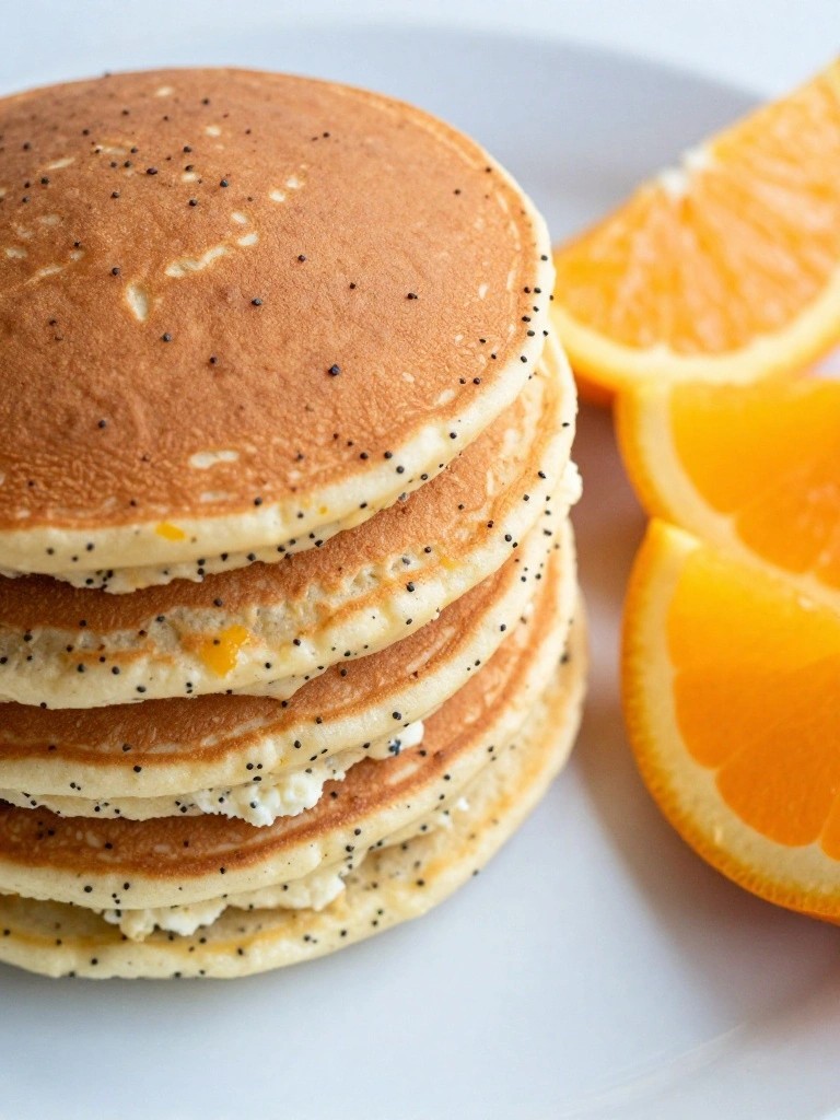 Orange Poppy Seed Cottage Cheese Pancakes