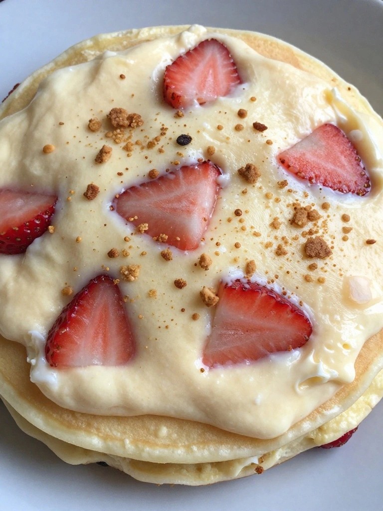 Strawberry Cheesecake Cottage Cheese Pancakes