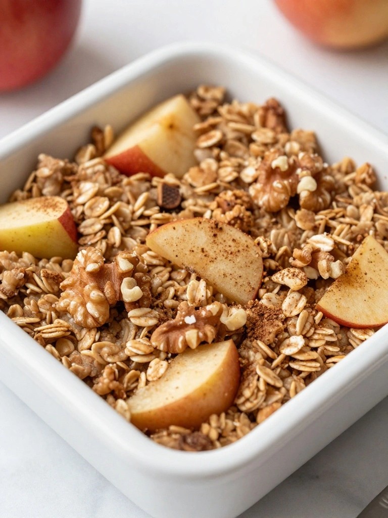 Baked Apple Cinnamon Oatmeal with Walnuts