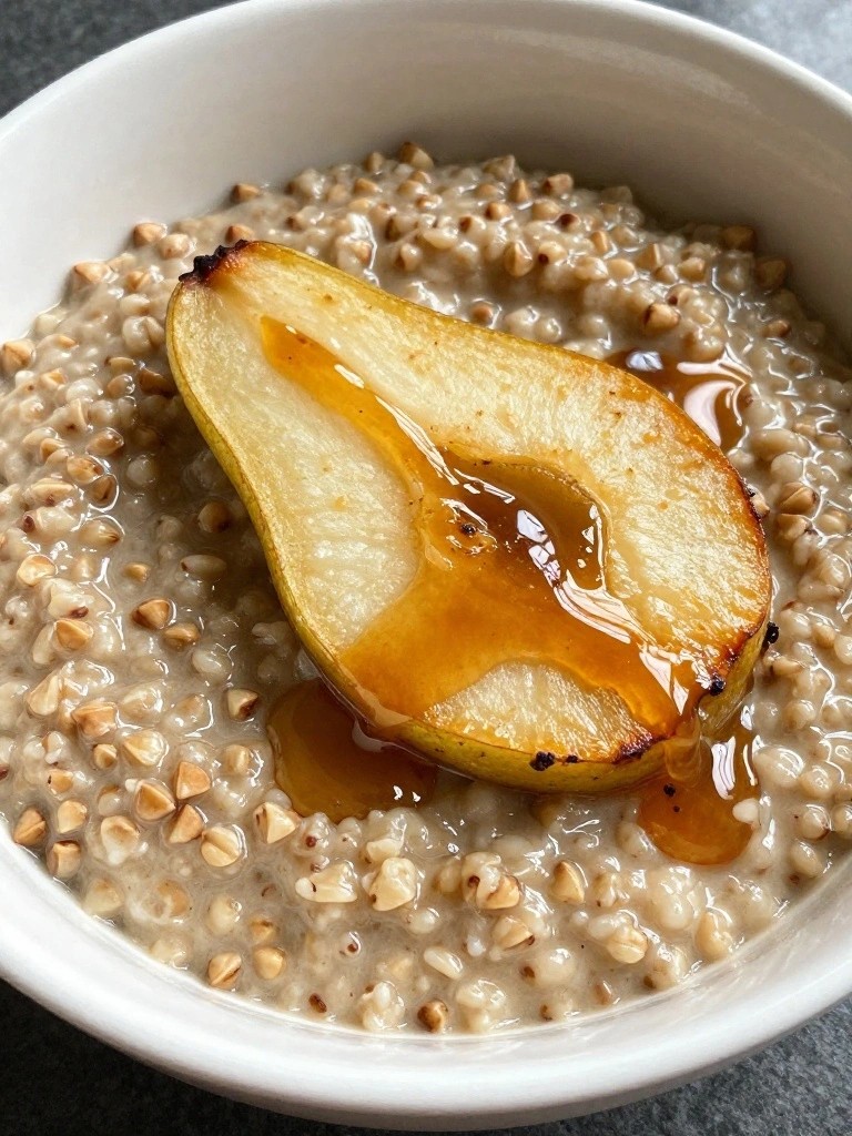 Buckwheat Porridge with Roasted Pears and Tahini