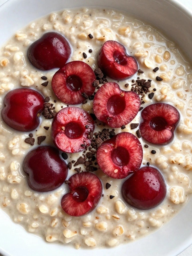 Amaranth Porridge with Fresh Cherries and Cocoa Nibs